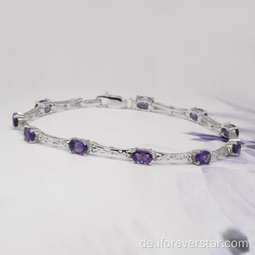 Sterling Silber Armband mit Naturstein Amethyst